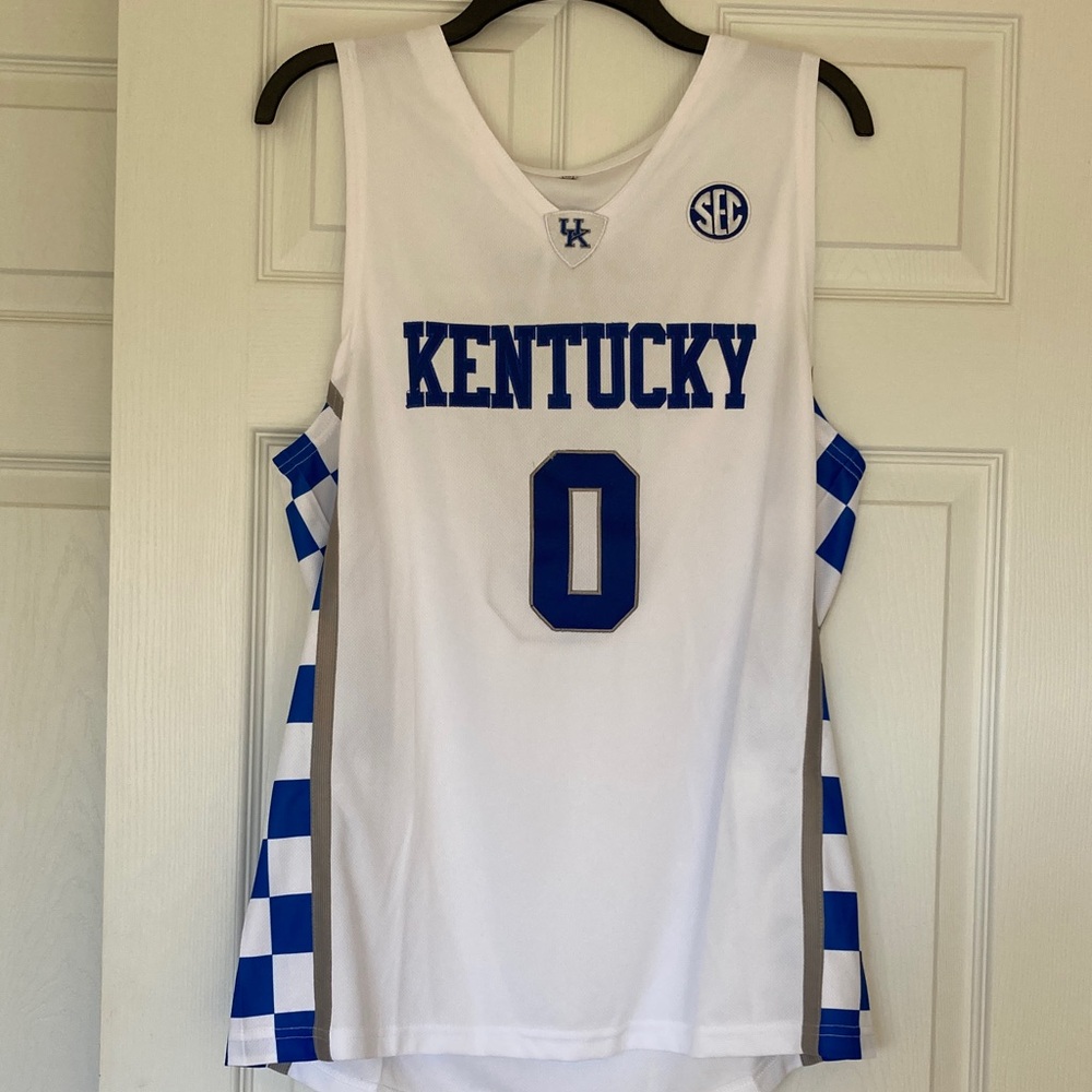 White and Blue Mesh Sports Jersey